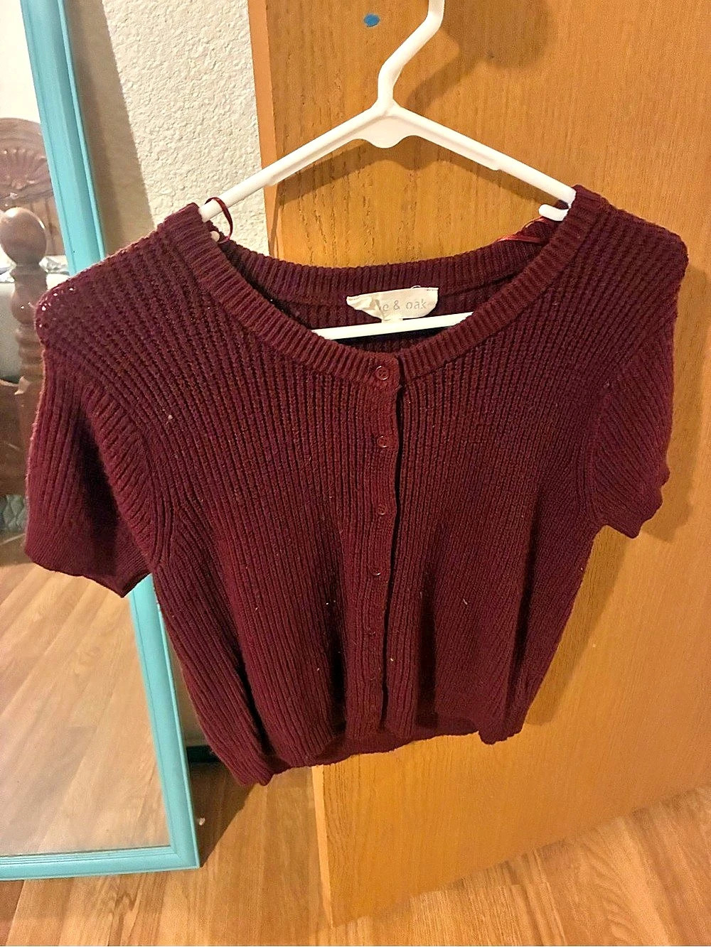 olive & oak Ribbed Short Sleeve Sweater Size Large